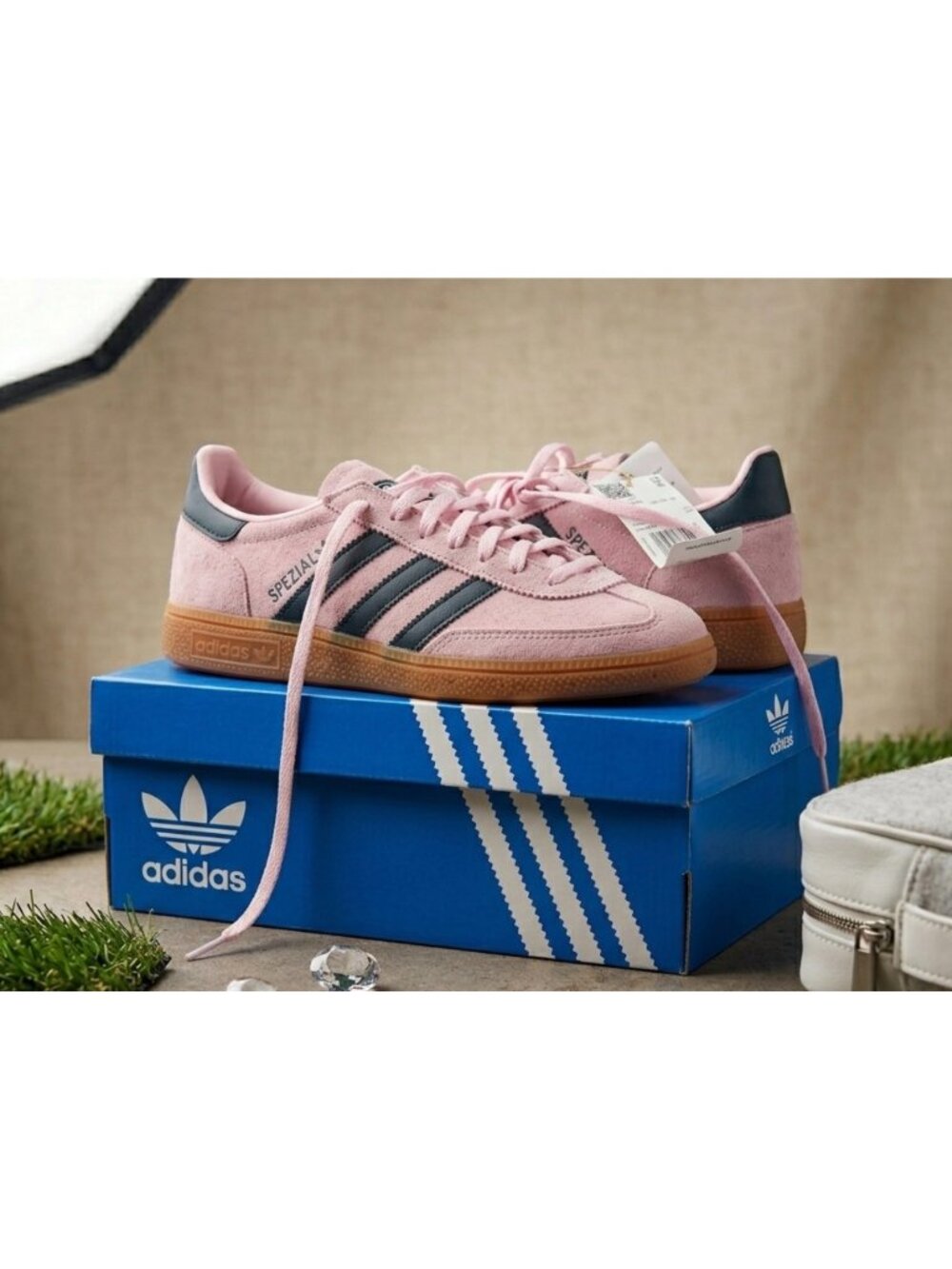 Adidas Handball Spezial Pink & Navy Suede Shoes With Gum Sole Size 6